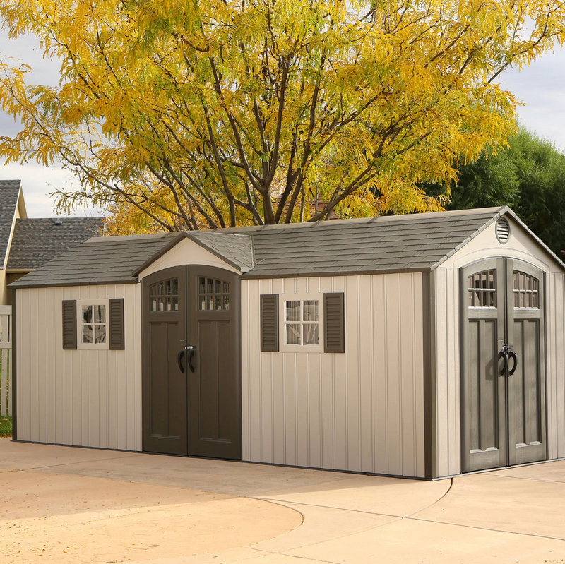 Lifetime 20 Ft. x 8 Ft. High-Density Polyethylene (Plastic) Outdoor Storage Shed with Steel-Reinforced Construction  SKU: W010102449