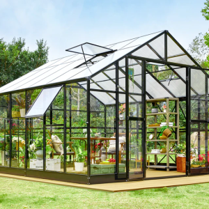 Amerlife 12 x 13.5 x 9 ft. Hybrid Polycarbonate Greenhouse- Hobby Greenhouse with Quick Connect Fittings SKU: ADRL1472